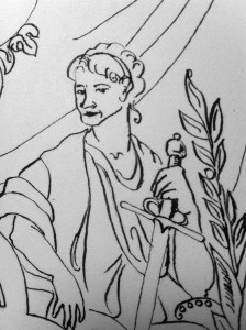 The Right Muse, inkwork close up.